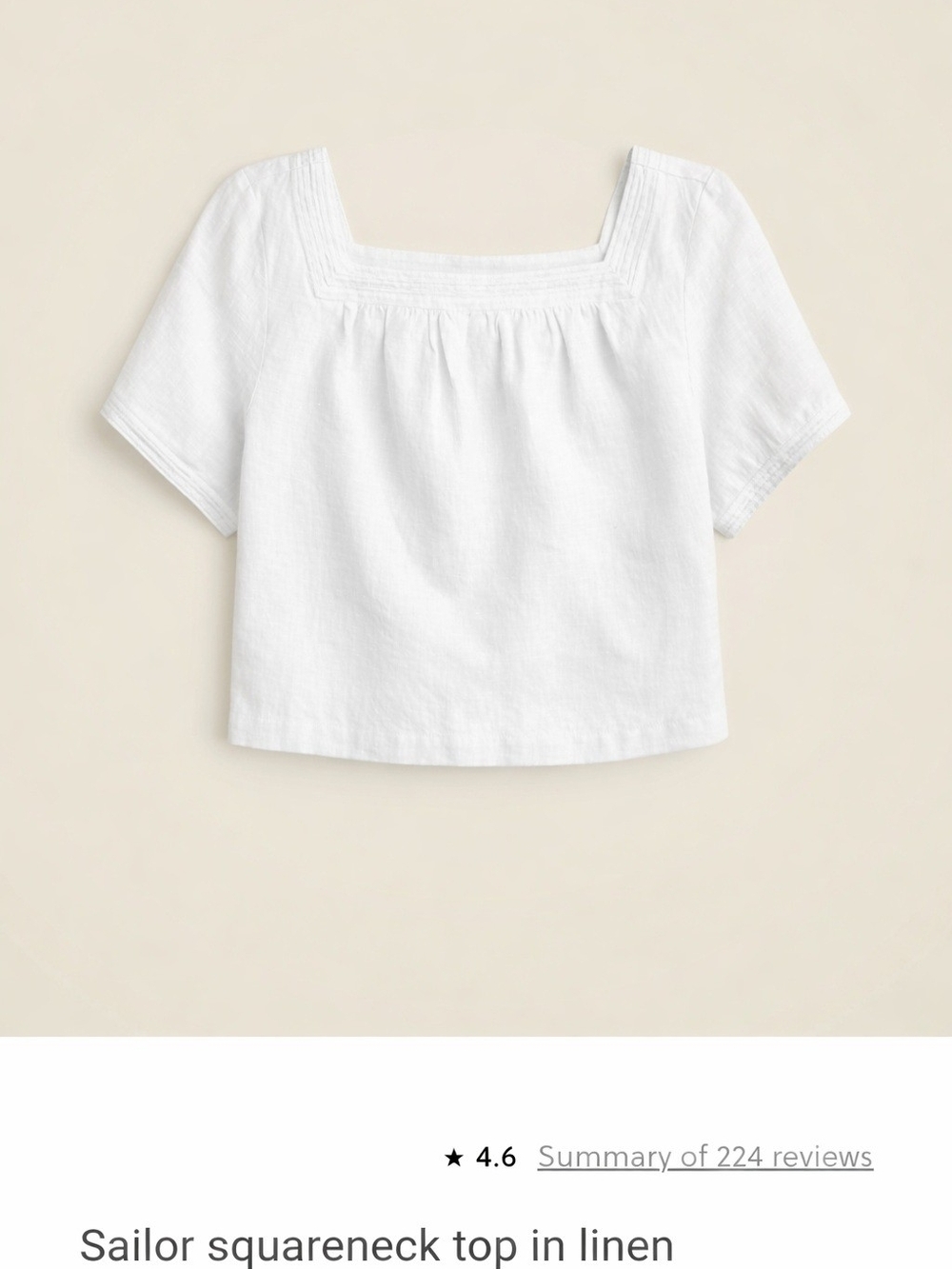 J. Crew White Square-Neck Linen Blouse, White, Size Xl, Worn Once